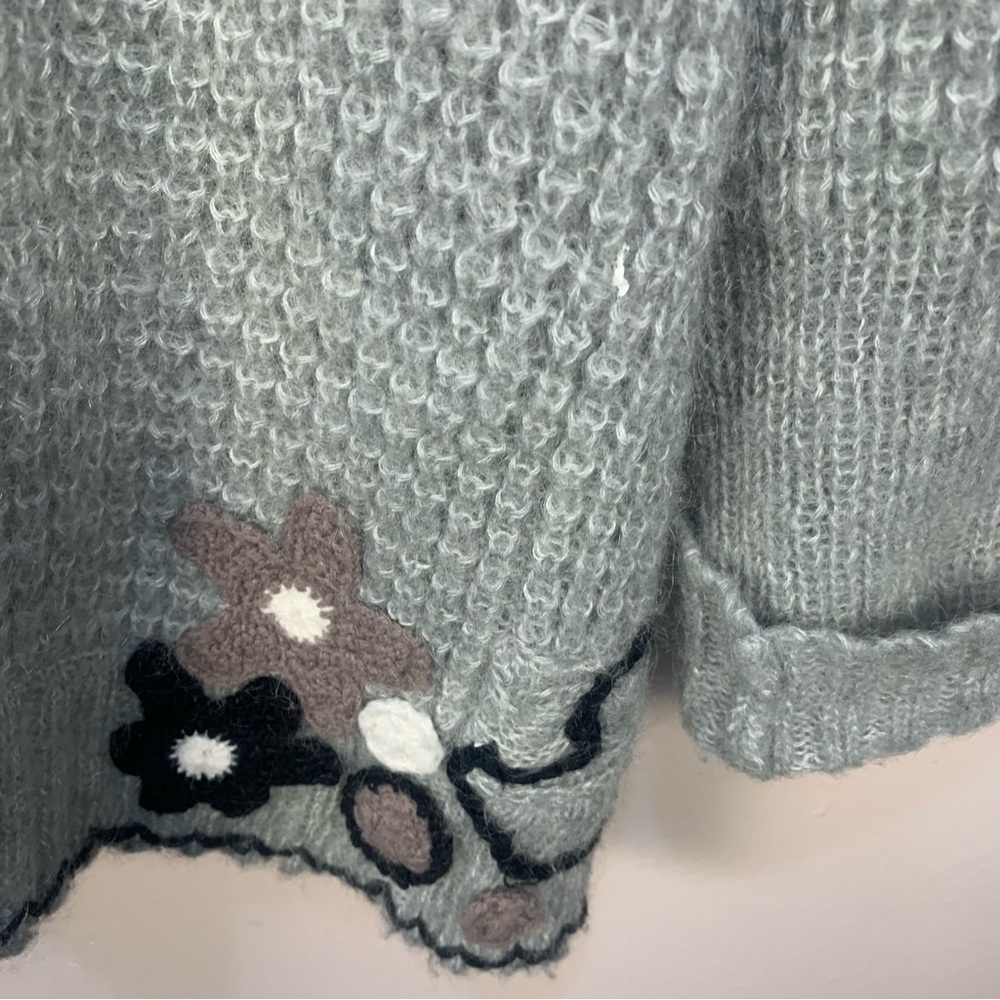 VTG Tally Ho Mohair Floral Appliqué Toggle Button Cardigan Sweater - Picture 8 of 15
